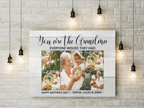 Grandma Personalized Canvas Photo Collage, Mothers's Day Gift for Grandmother, Best Grandma Ever| N2490