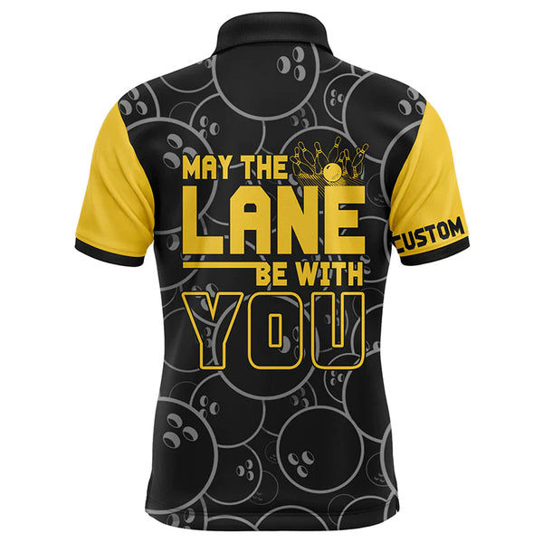 Personalized Men Bowling Polo Shirt, May The Lane Be with You Short Sleeves Bowlers Jersey NBP37