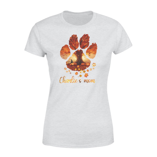 Custom dog's name dog paws mom autum halloween personalized gift - Standard Women's T-shirt