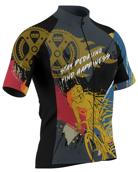 Stay pedaling find happiness sport Men Cycling Jersey Custom long sleeves road shirt | SLC03