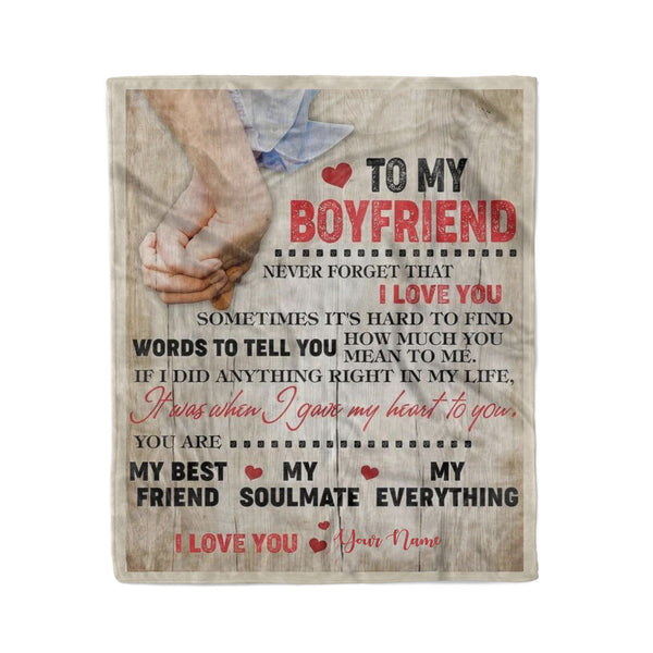 To Boyfriend Fleece blanket Custom Name Gift for him on Valentine day, Christmas, Birthday Personalized gift - FSD1008