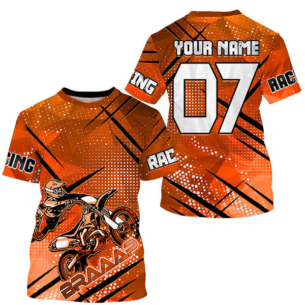 Dirt bike racing jersey custom orange Motocross youth men women UPF30+ off-road extreme MX shirt PDT336