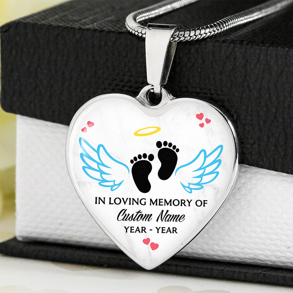 Custom infant memorial necklace - Baby footprints Remembrance jewelry, Miscarriage loss gift for Mom NNT41
