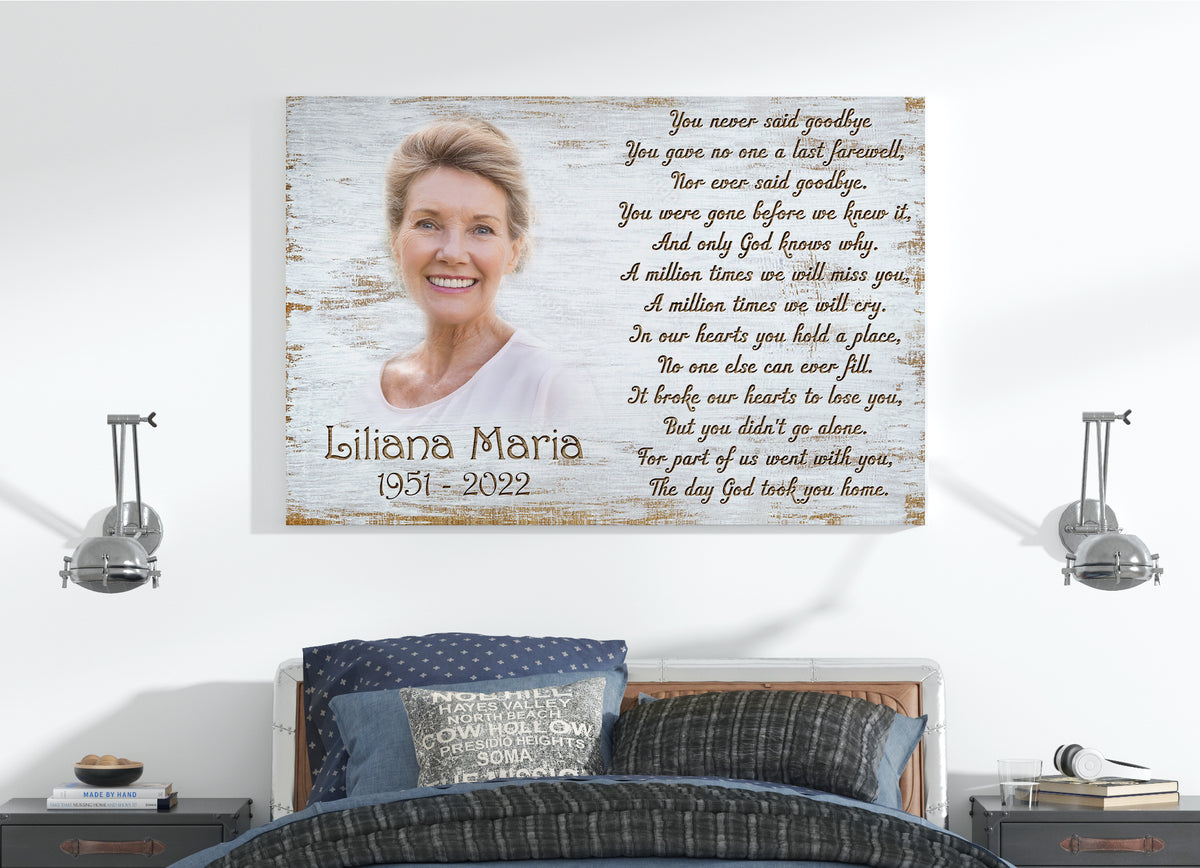 Sympathy gift for loss of loved one, Never said Goodbye canvas/poster for loss of Father Mother - VTQ175