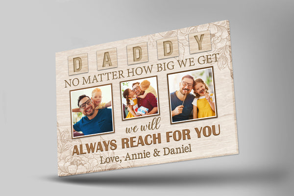 Daddy Personalized Canvas Custom Photo Collage Father's Day Gift for Best Dad Ever Birthday Christmas N2564