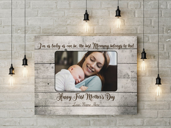Custom New Mom Canvas| Happy First Mother's Day| Gift for Expecting Mom from Baby Bump| JC824