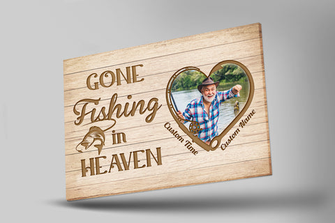 Gone Fishing Memorial Gifts for fishing lover Personalized Sympathy Canvas for loss of loved one VTQ75