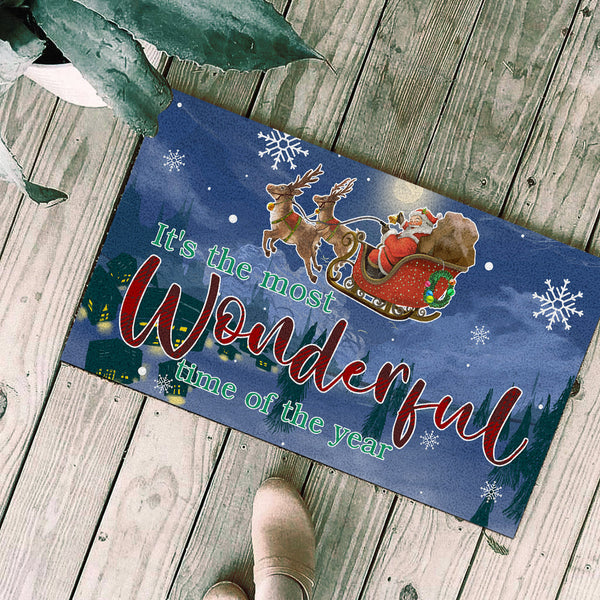 Christmas Doormat| The Wonderful Time of The Year Door Mat| Christmas Decoration for Home| Xmas Sign Xmas Welcome Mat| Holiday Decor Christmas Decor| Christmas Door Mat| JD26