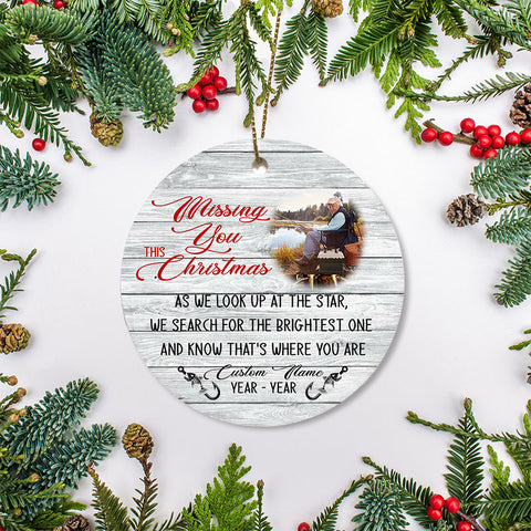 Gone Fishing Memorial Ornament Christmas Fishing In Heaven Ornament Sympathy Gift For Loss Of Dad ODT94