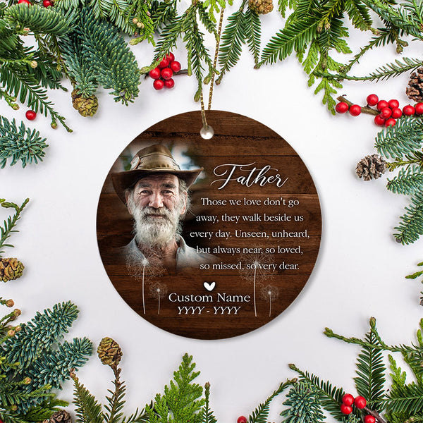 Dad remembrance - Personalized memorial ornament, Christmas in heaven, sympathy gift for angel dad| ONT21