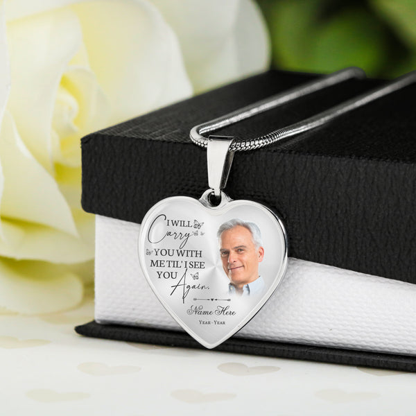 Personalized remembrance necklace with picture inside, Memorial sympathy bereavement gift for loss NNT01