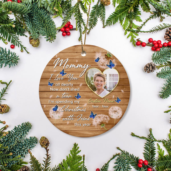 Angel Mommy memorial ornament, remembrance ornament Loss Mom, butterflies bereavement gift| ONT132