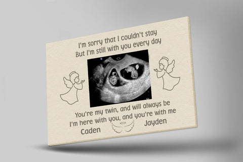 Twin Miscarriage Memorial - Personalized Sonogram Canvas| In Loving Memory of Baby Twins| Pregnancy Loss Sympathy, Loss of Twins Bereavement| N2164