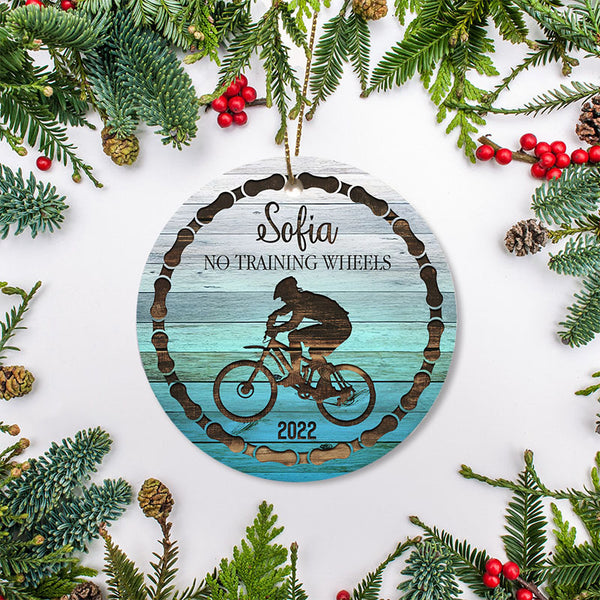 No training wheels bicycle Xmas ornament boys girls, learned to ride bike ornament, Cycling gift| ONT37