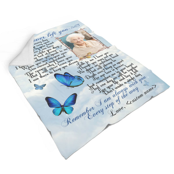 Personalized Memorial Blanket| I Never Left You - Butterfly |  Meaningful Remembrance Fleece Throw, Sympathy Gift| T716