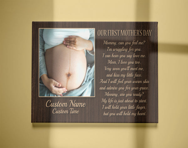 Personalized New Mom Canvas| Our First Mother's Day| New Mom Gift for Wife, Expecting Mom from Husband| JC828