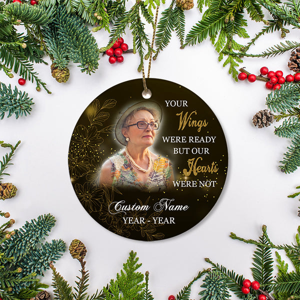 Personalized memorial ornament - Your wings were ready, in heaven, remembrance ornament for loss| ONT43