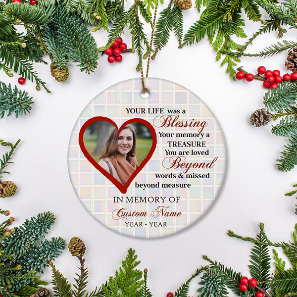 Personalized memorial ornament - Christmas in heaven, remembrance gifts, keepsake ornament for loss| ONT41