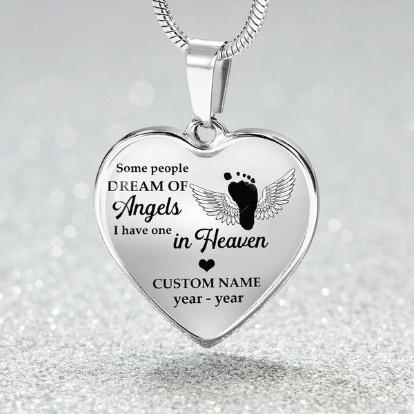 Angel footprints memorial necklace - Baby in Heaven, Miscarriage jewelry for mom, Infant loss pendant NNT46