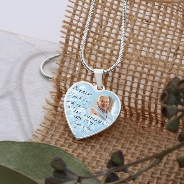 Customized Memorial necklace with photo| I know that was you| Rememberance jewelry gift for loss NNT29