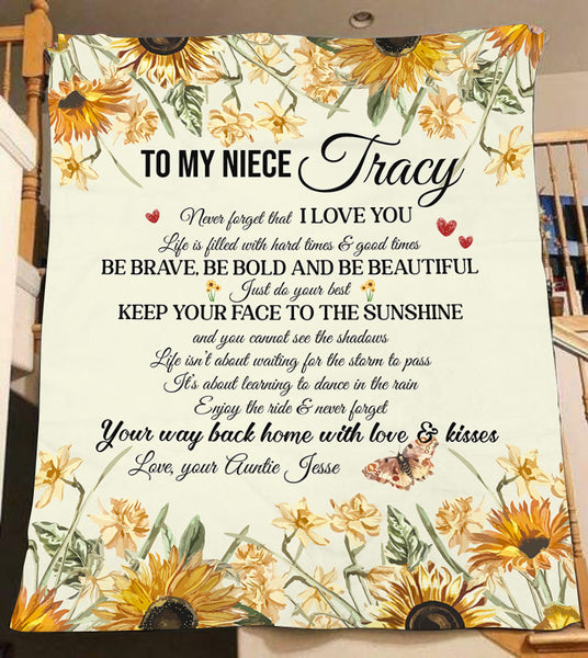 Personalized To My Niece Blanket| Sunflower Blanket To Niece| Sentimental Gift from Aunt| Custom Gift for Niece on Christmas, Birthday, Graduation, Thanksgiving| JB200