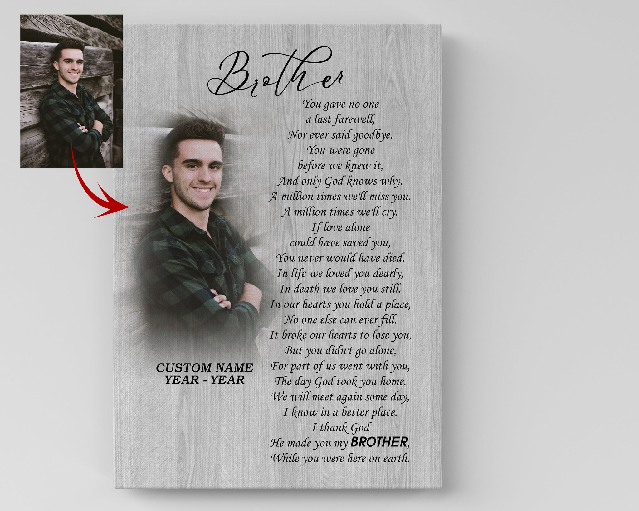 Personalized Brother Memorial Canvas, Sympathy Gift for Loss of Brother in Heaven Bereavement Gift N2722