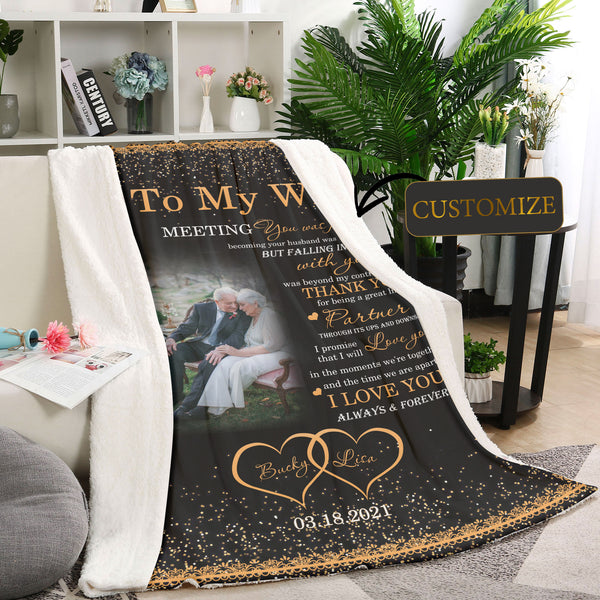 Personalized To My Wife Blanket| I Love You  Forever & Always| Customized Fleece Blanket  Gift on Anniversary| Valentines Blanket|  Blanket for My Wife| Best Blanket BP54 Myfihu