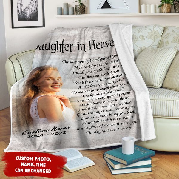 Daughter in Heaven Memorial Blanket, Personalized in Memory of Daughter Remembrance Throw Gift N2752