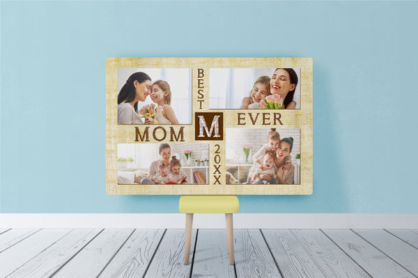 Best Mom Ever Personalized Mom Canvas, Custom Photo Collage, Mother's Day Gift for Mom Grandma| N2475