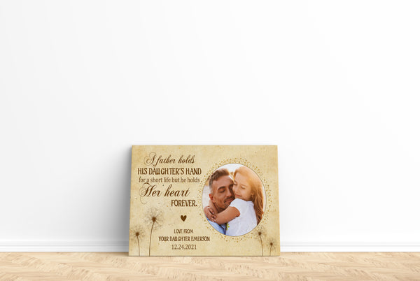 Personalized Dad Canvas| Father & Daughter Together Photo Wall Art| Dad Gift from Daughter for Father on Christmas, Birthday, Thanksgiving| Gift from Daughter for Father's Day| JC721