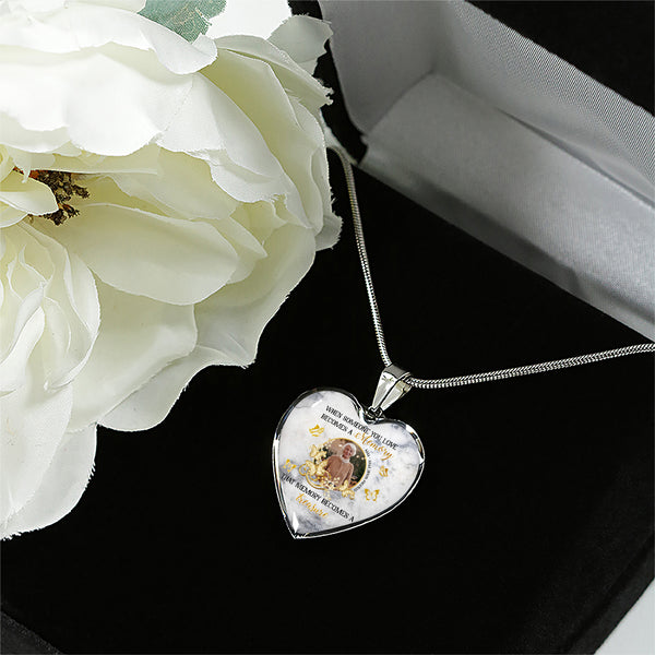 Personalized remembrance heart necklace with picture| Memorial jewelry for loss of Mom, Dad, Husband NNT08