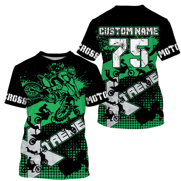 Personalized men women kid Motocross jersey green UV extreme dirt bike off-road motorcycle shirt PDT406