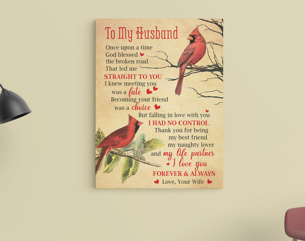 Husband Memorial Canvas| To My Husband in Heaven| Cardinal Memorial Gift for Loss of Husband| Husband Remembrance| Sympathy Gift for a Widow, Grieving Wife| Bereavement Gift| N1937 Myfihu