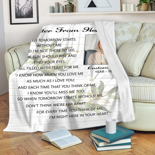 Memorial Blanket Personalized Photo| Letter From Heaven Blanket| Memorial Gift, Sympathy Blanket, Remembrance Blanket| T1139