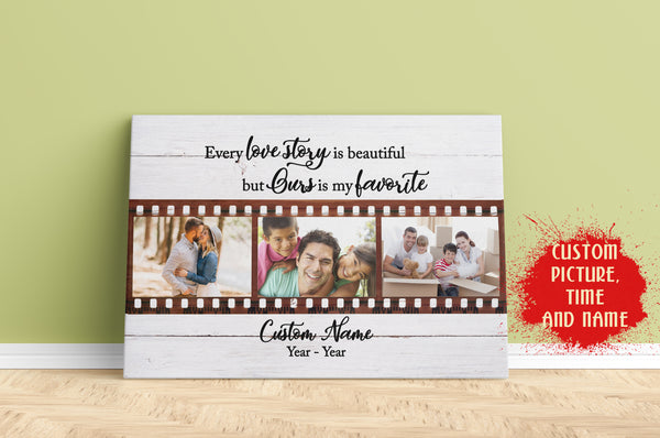 Personalized Anniversary Canvas| Our Love Story Is My Favorite Photo Collage Gift for Couple| Meaningful Gift for Husband, Wife, Lover on Valentine's Day Christmas Birthday Anniversary| JC447