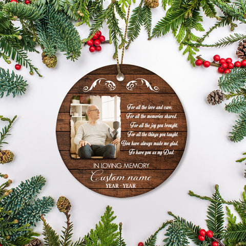 Dad memorial ornament - my angel father, sympathy Xmas ornament, custom bereavement gifts for loss| ONT58