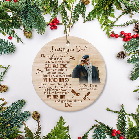 Dad memorial ornament - I Miss You, remembrance ornament for loss of father, bereavement gift| ONT108