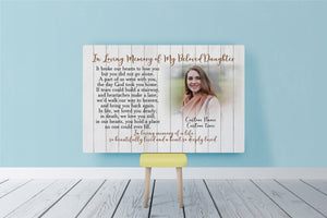 Memorial Canvas for Daughter - Personalized Memorial Gift for Loss of Daughter Remembrance Canvas In Loving Memory of Daughter in Heaven Sympathy Gift for Parents Loss Daughter - JC765