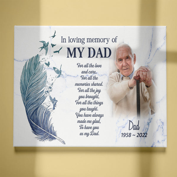 Customized Dad memorial canvas - Bereavement gift for loss of father, memory of Dad angel in heaven CNT06