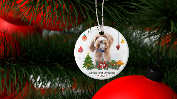 First Christmas Pet Ornament - Custom Dog/Cat Photo Ornament Xmas Decor for Dog Owners, Cat Lovers, Dog Mom, Dog Dad| NOM03