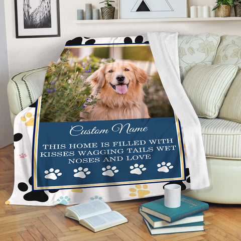 Dog Memorial Blanket| Custom Dog Pawprint Fleece Blanket, Dog Memorial Gift, Dog Remembrance, Sympathy Gift for Dog Owners, Loss of Dog| JBD344