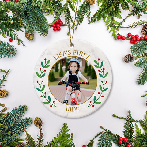 Kid's first ride bicycle ornament, riding cycling ornament, personalized biking gifts for Xmas 2022| ONT35