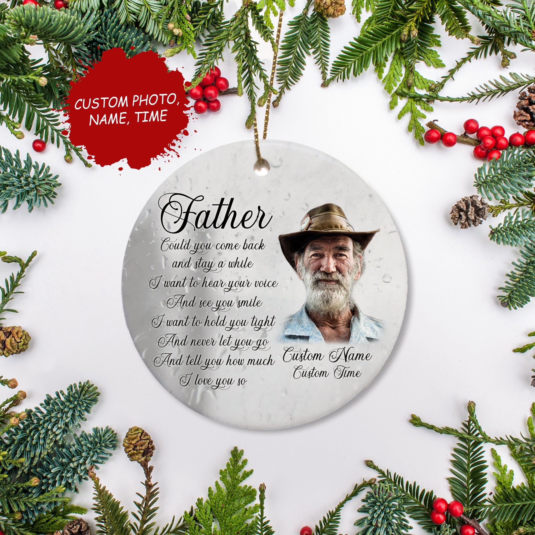 Dad memorial ornament Christmas in heaven, personalized dad angel ornament, sympathy gifts father| ONT19