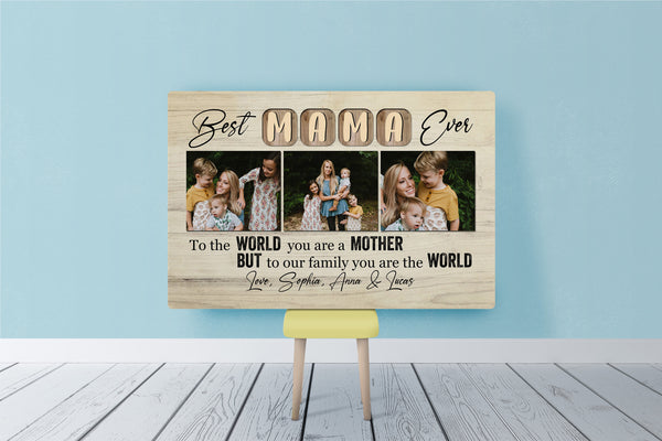 Personalized Mom Canvas - Best Mama Ever, Mother's Day Thoughtful Gift Custom Photo Collage for Mom| N2459