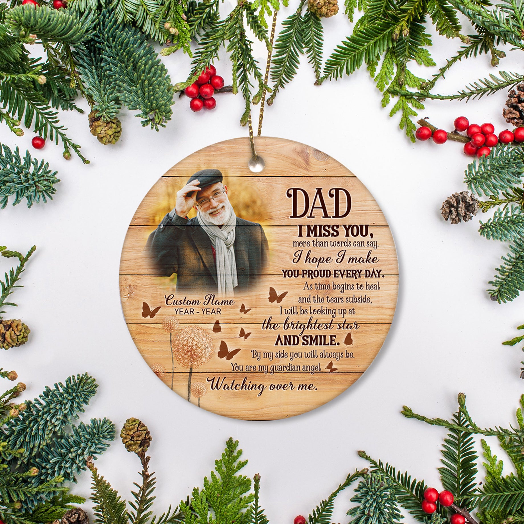 First Christmas As Daddy Personalized Photo Ceramic Ornament, Daddy's