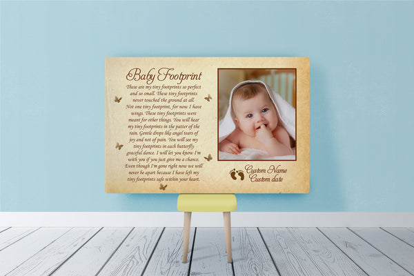 Memorial Canvas Personalized| Baby Footprint | Loss of Baby, Loss of Child, Infant Loss, Toddler, Child Loss Memorial Gifts| Remembrance Sympathy Gift for Grieving Mom| T1062