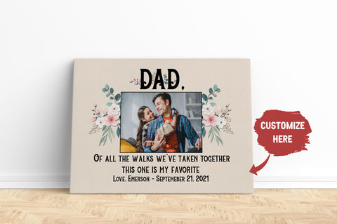 Personalized Canvas for Dad| Dad Is My Favorite Photo Wall Art| Dad Canvas Dad Gift from Daughter for Christmas, Birthday, Thanksgiving, Father's Day| Sentimental Gift for Father| JC723