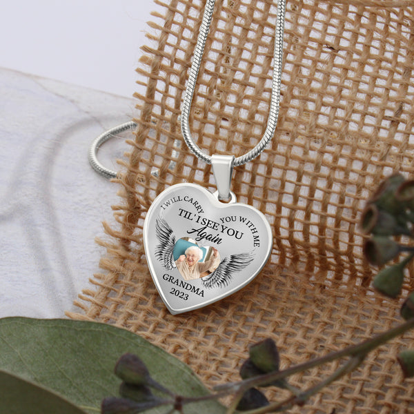 Custom remembrance necklace| I will carry you with me| Memorial keepsake necklace for loss loved one NNT05