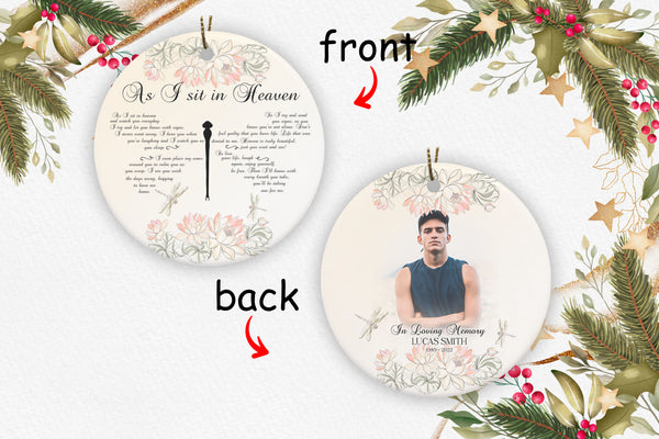 Personalized Memorial Gift| As I Sit In Heaven Ornament Remembrance Ornament to Dad Mom on Christmas OP53