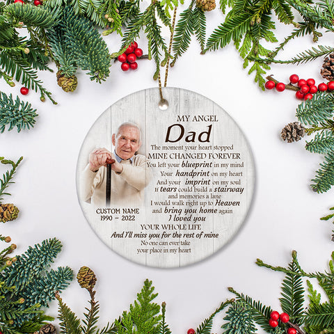 Dad Memorial Ornament - My Angel Dad Christmas in Heaven, Remembrance Sympathy Gift Loss of Father NOM304